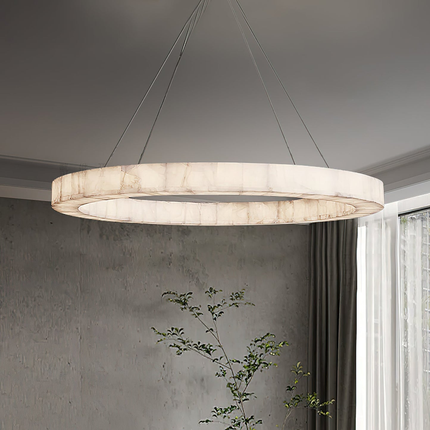 Ravage Round Chandelier Alabaster Halo Round Chandelier