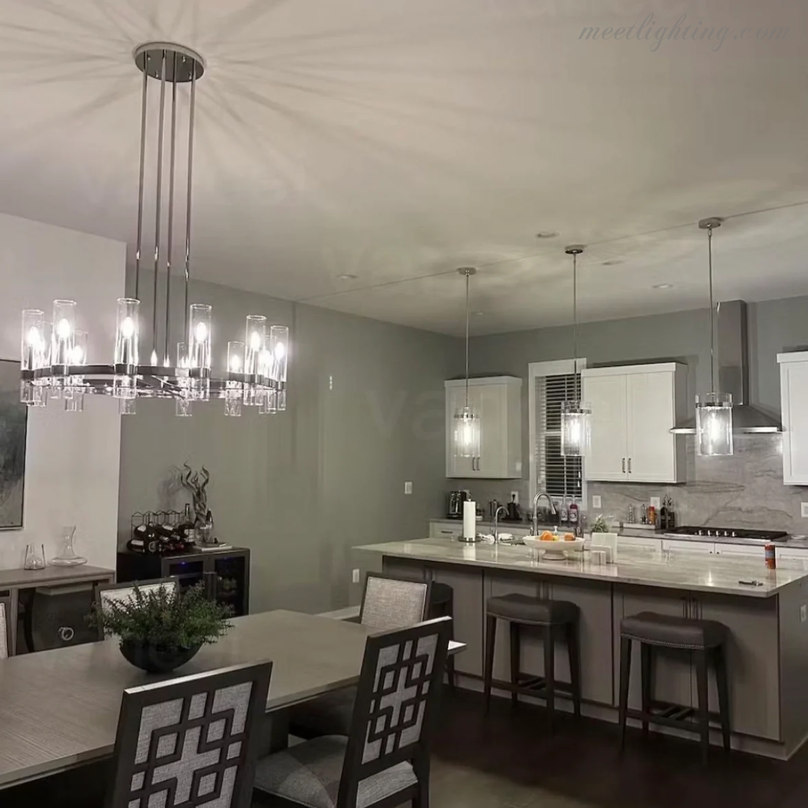 Ravelle Art Blown Glass Round Chandelier 36" Over Dining Table-MEET LIGHTING