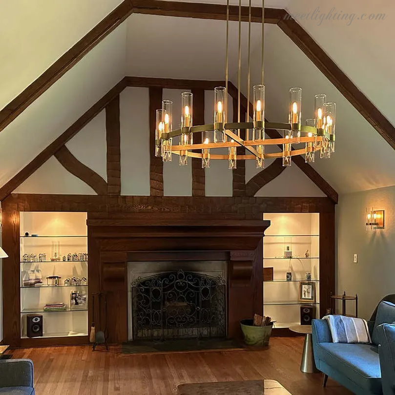 Ravelle Art Blown Glass Round Chandelier 36" Over Dining Table-MEET LIGHTING