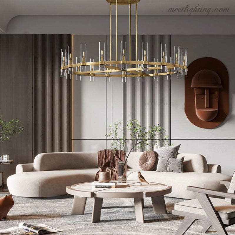 Ravelle Art Blown Glass Round Chandelier 36" Over Dining Table-MEET LIGHTING