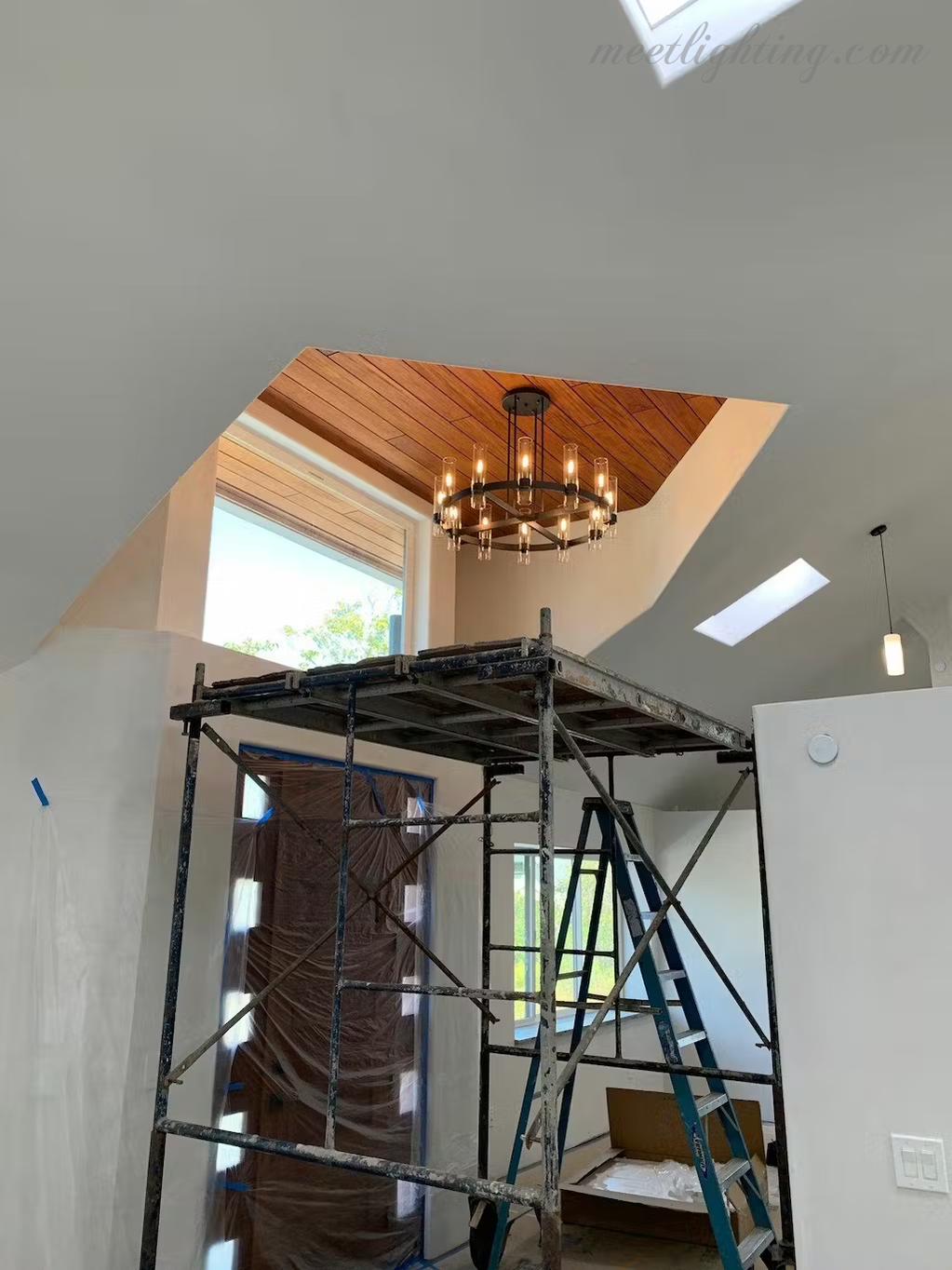 Ravelle Art Blown Glass Round Chandelier 48" Over Dining Table-MEET LIGHTING