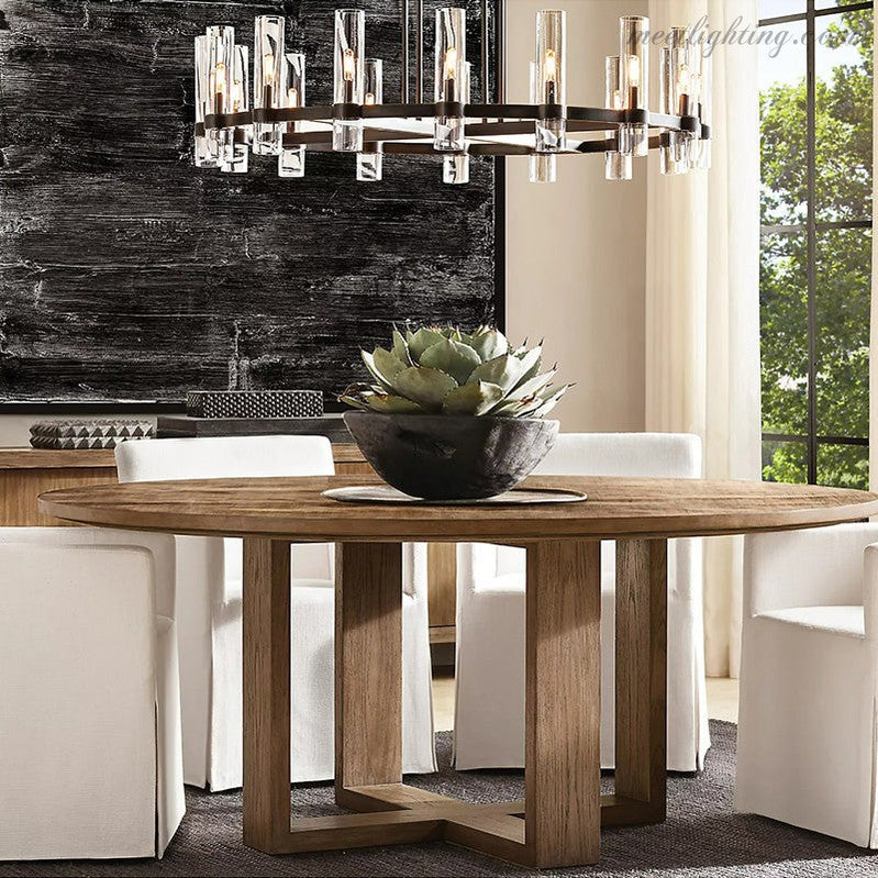 Ravelle Art Blown Glass Round Chandelier 48" Over Dining Table-MEET LIGHTING