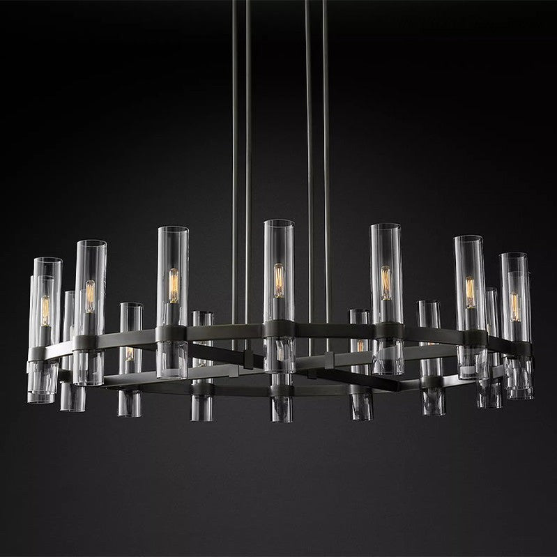 Ravelle Art Blown Glass Round Chandelier 48" Over Dining Table-MEET LIGHTING