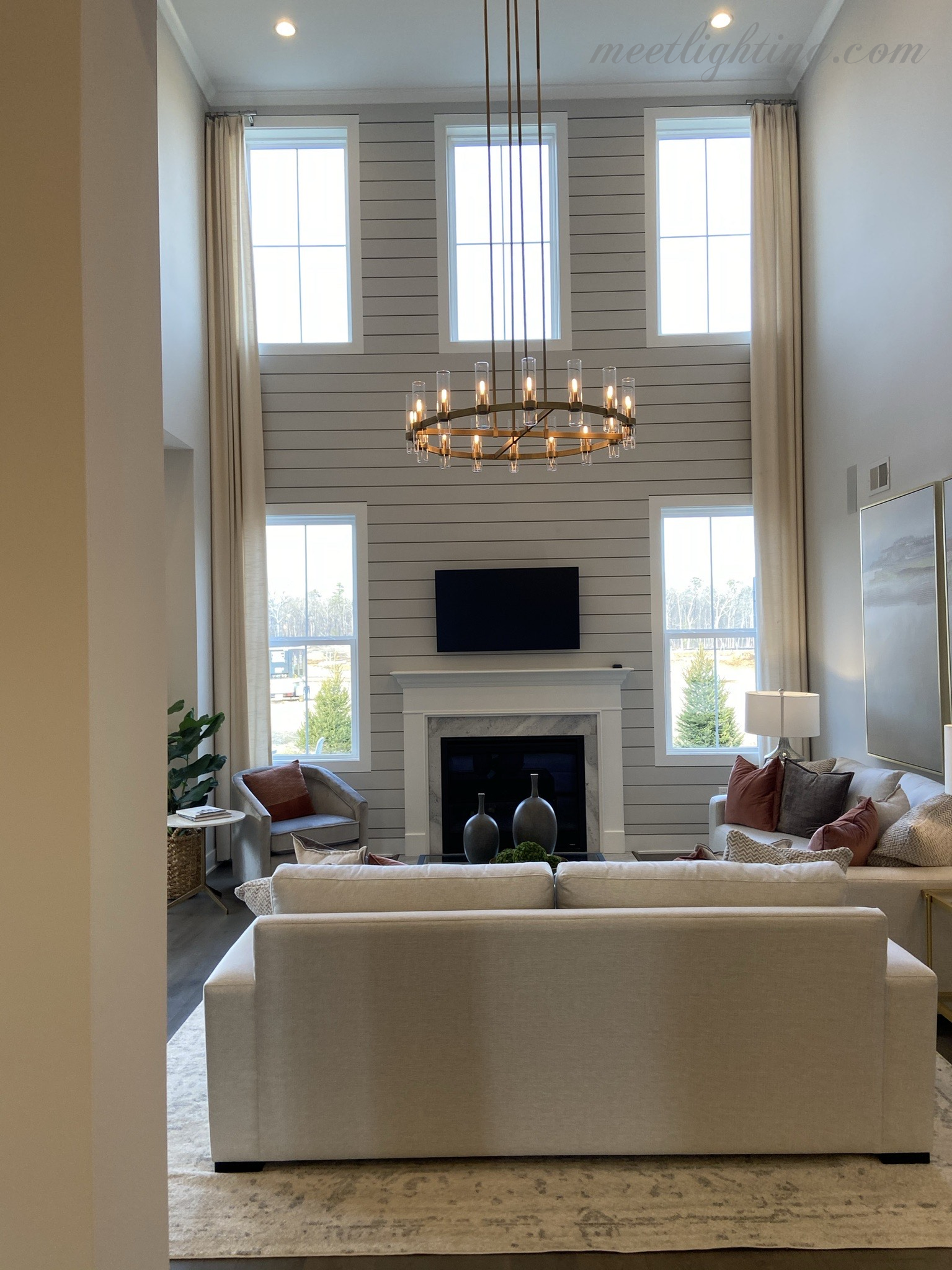 Ravelle Art Blown Glass Round Chandelier 60" Over Dining Table-MEET LIGHTING