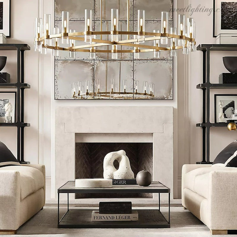 Ravelle Art Blown Glass Round Chandelier 60" Over Dining Table-MEET LIGHTING