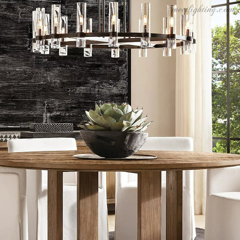 Ravelle Art Blown Glass Round Chandelier 60" Over Dining Table-MEET LIGHTING