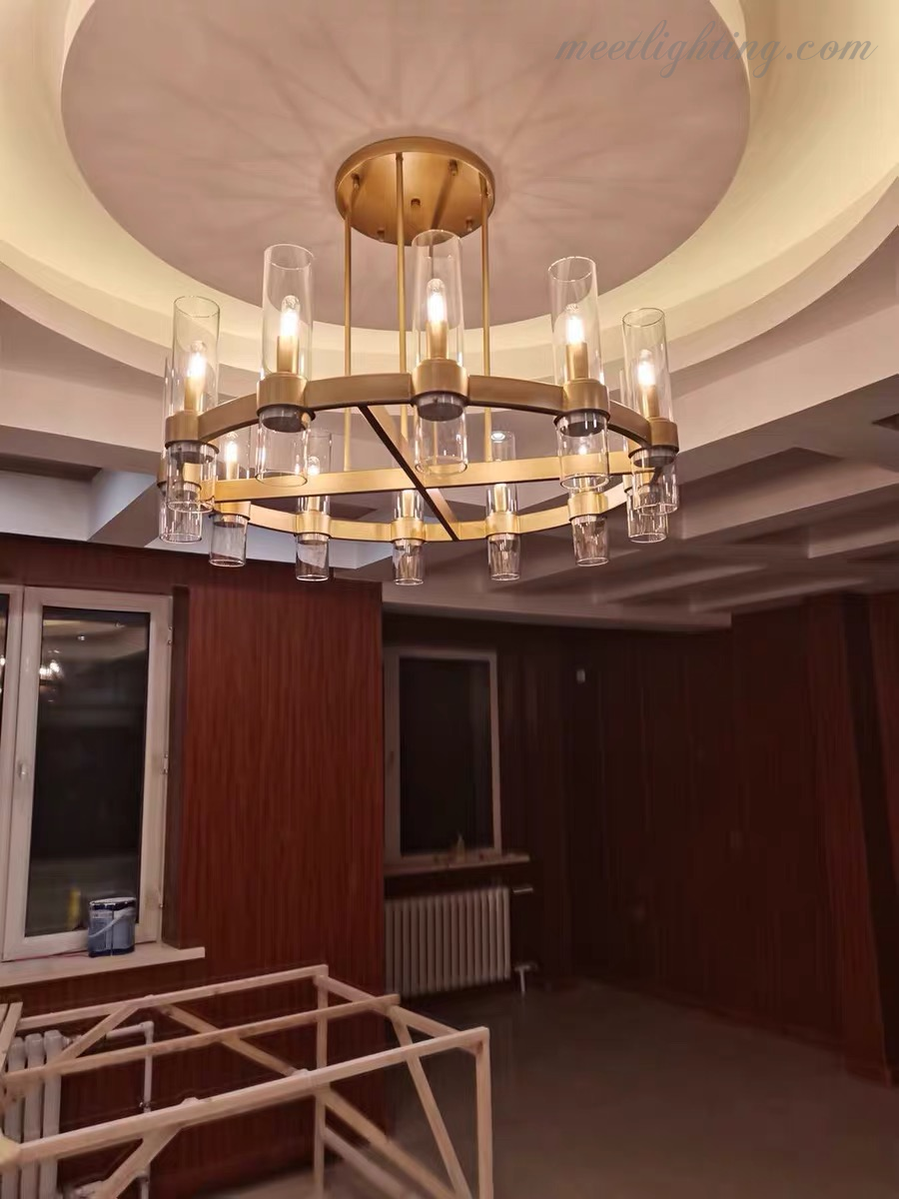 Ravelle Art Blown Glass Round Chandelier 60" Over Dining Table-MEET LIGHTING