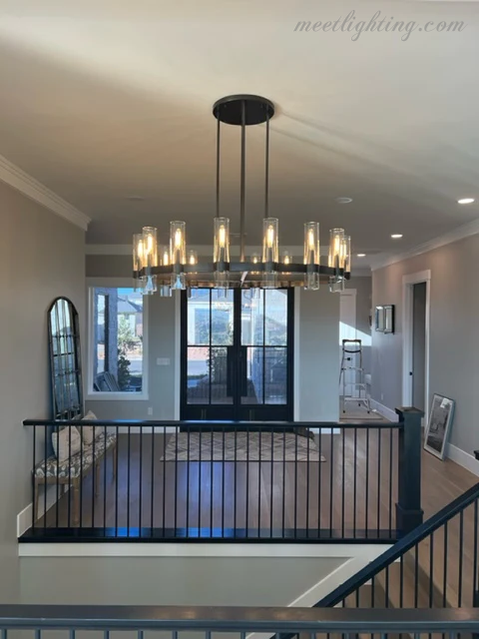 Ravelle Art Blown Glass Round Chandelier 60" Over Dining Table-MEET LIGHTING