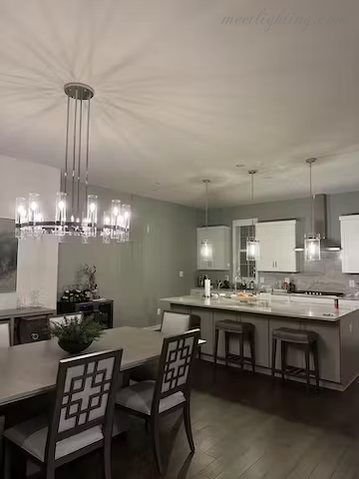 Ravelle Art Blown Glass Round Chandelier 60" Over Dining Table-MEET LIGHTING