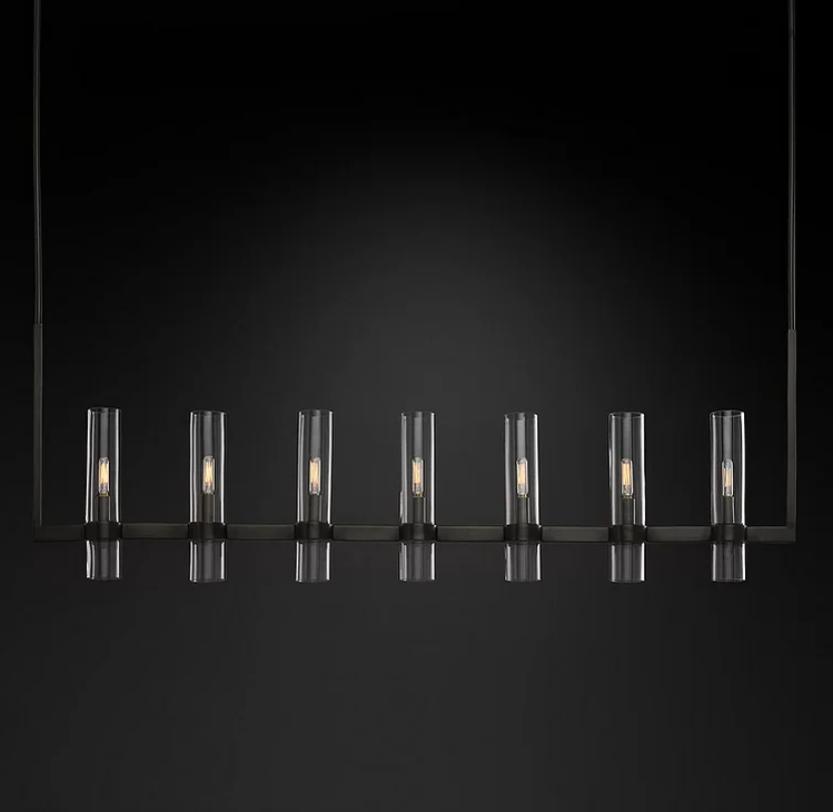 Ravelle Glass Shaded Modern Linear Chandelier 59"-MEET LIGHTING