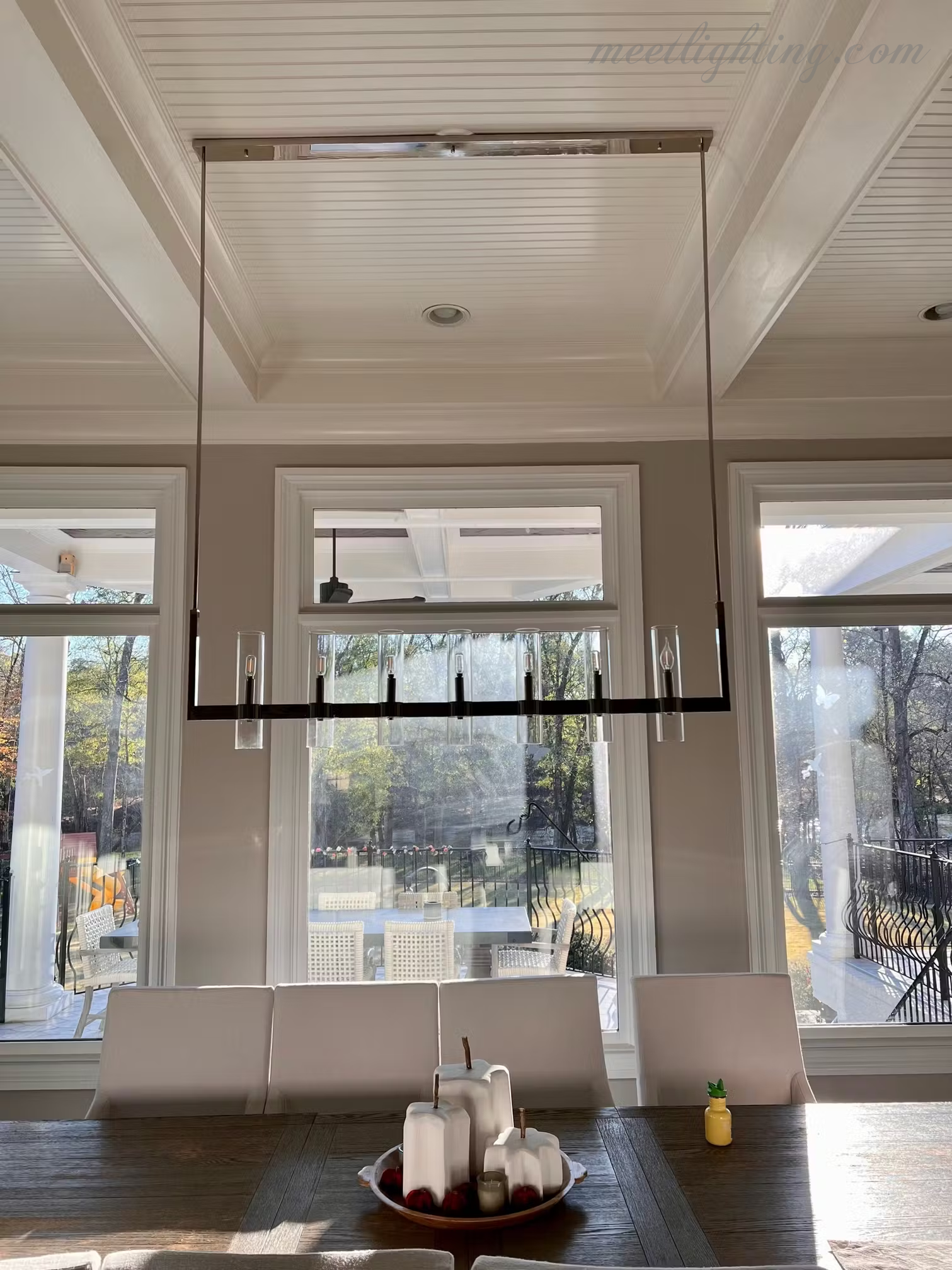 Ravelle Glass Shaded Modern Linear Chandelier 59"-MEET LIGHTING