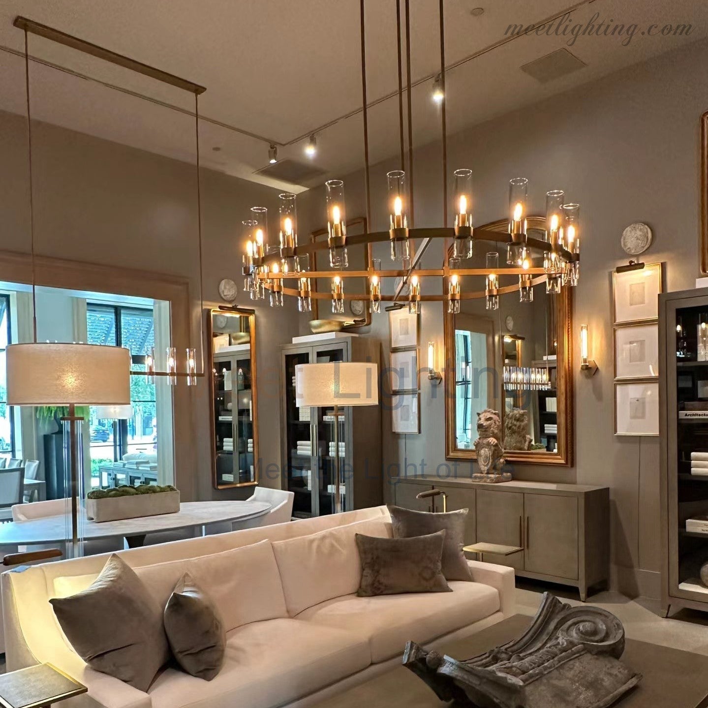 Ravelle Chandelier Glass Shaded Modern Linear Chandelier 59