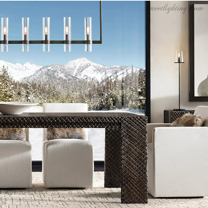 Ravelle Linear Chandelier Art Blown Glass 71"-MEET LIGHTING