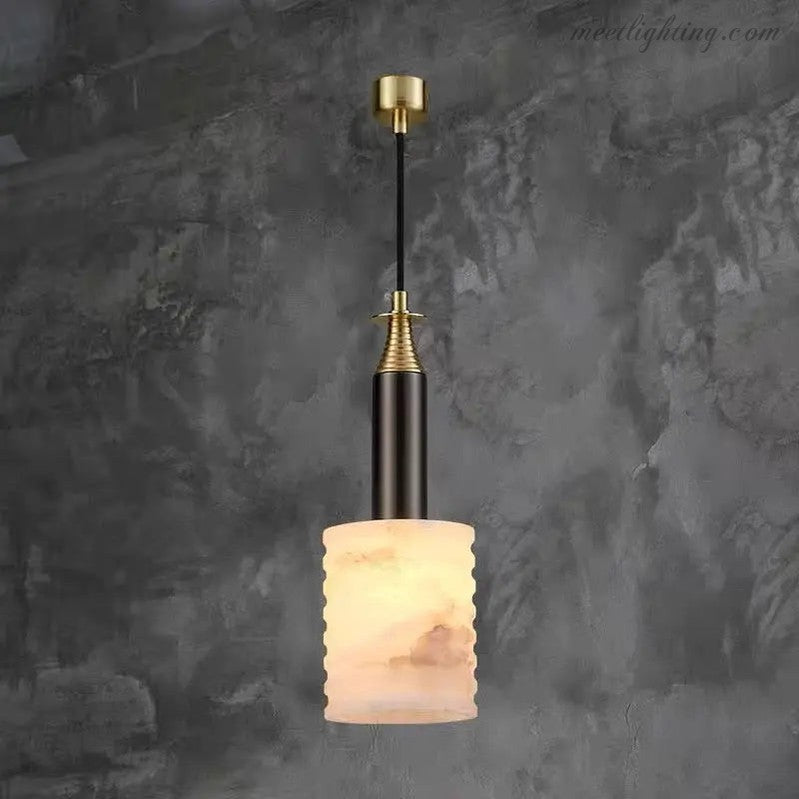 Real Alabaster Brass Pendant For Bedroom-Meet Lighting