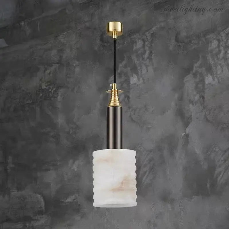 Real Alabaster Brass Pendant For Bedroom-Meet Lighting