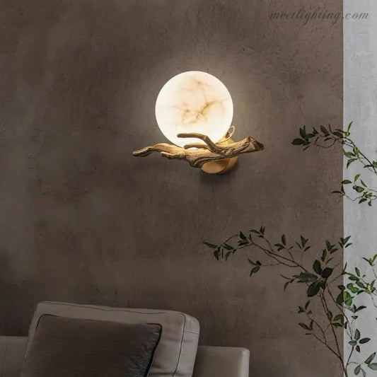 Real Alabaster Round Wall Sconces Modern-Meet Lighting