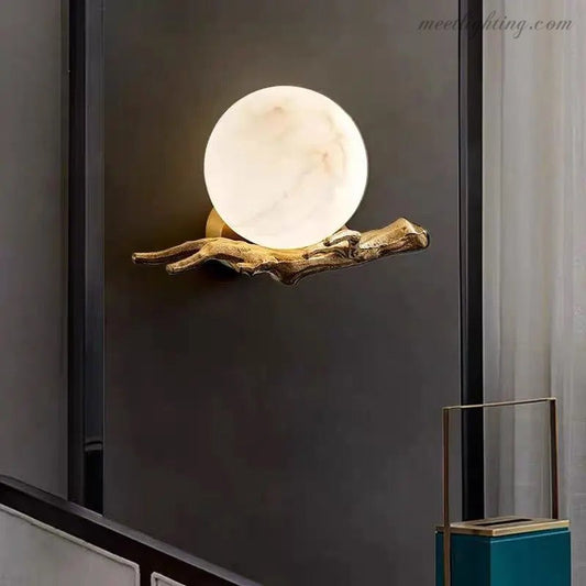 Real Alabaster Round Wall Sconces Modern-Meet Lighting