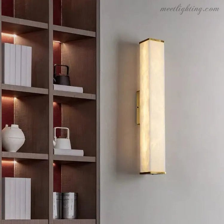 Real Alabaster Wall Sconce For Living Room-Meet Lighting