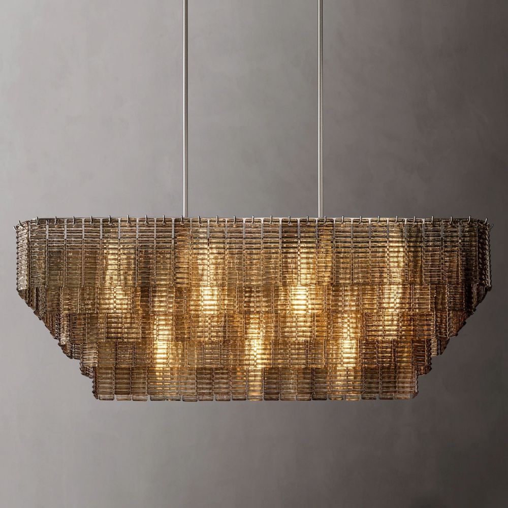 Siren Smoke Glass  Rectangle Chandelier 59"