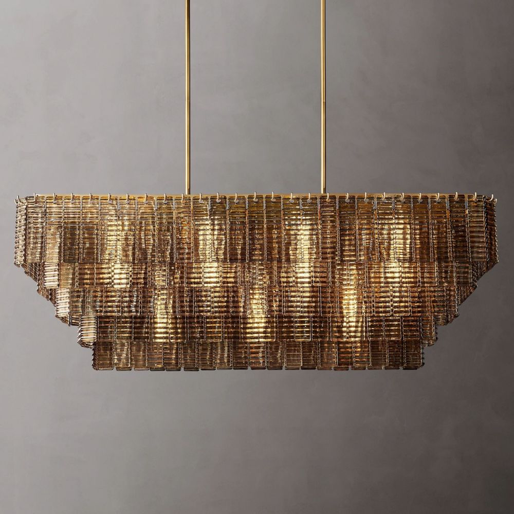 Siren Smoke Glass  Rectangle Chandelier 59"