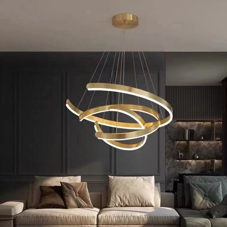 Gold Ring LED Chandelier Light With Wrought Iron Accents For Living Room-MEET LIGHTING