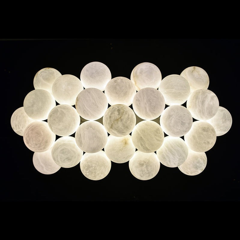 Rectangular Chandelier Alabaster Ball Chandelier-MEET LIGHTING