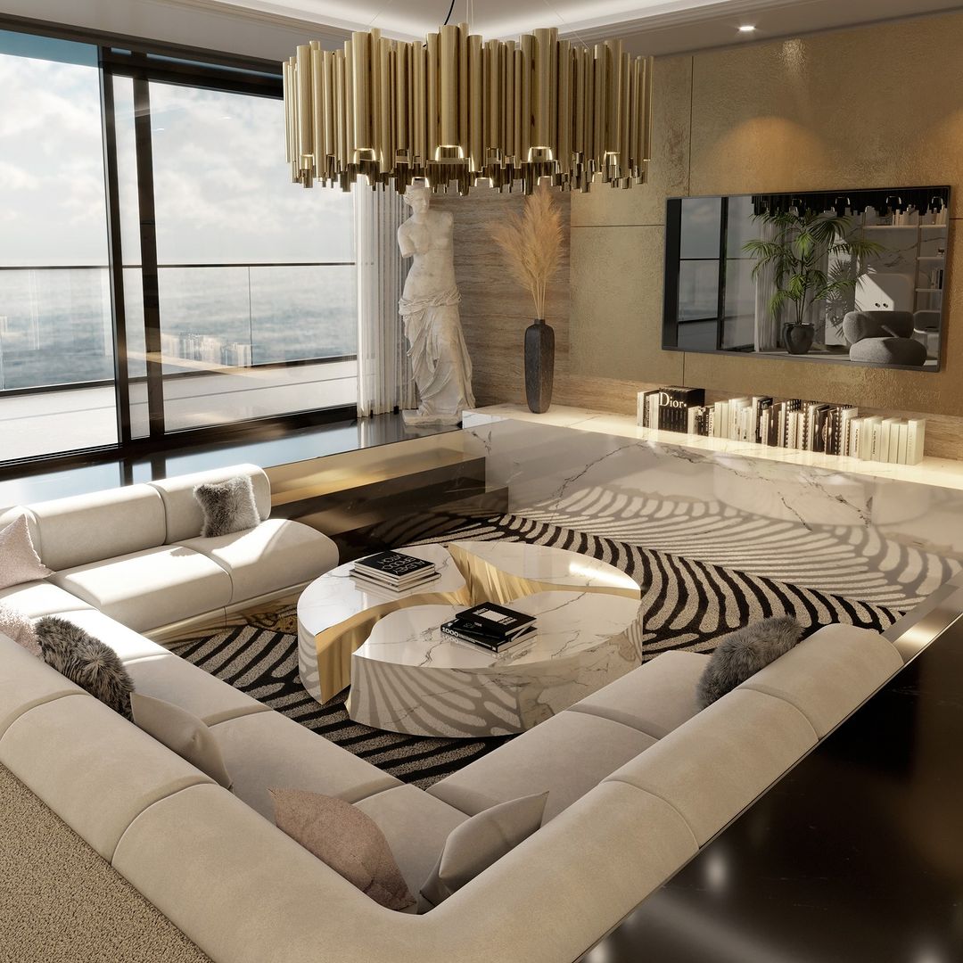 Modern Classic Round Fashion Gold Tube Pendant Chandelier for Living/Dining Room-MEET LIGHTING