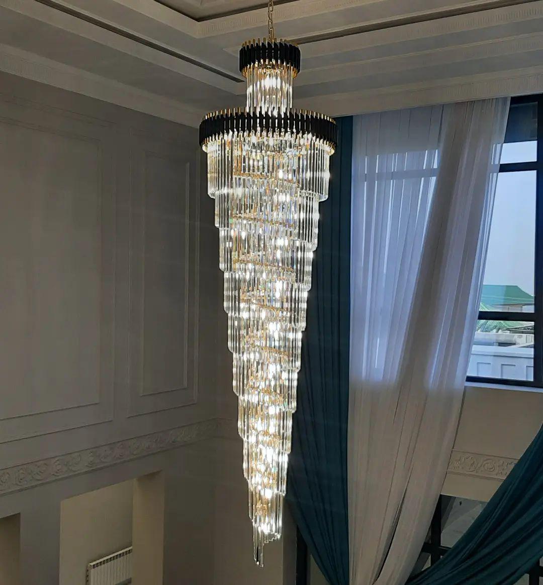 Spiral Crystal Chandelier For Foyer/ Staircase-MEET LIGHTING