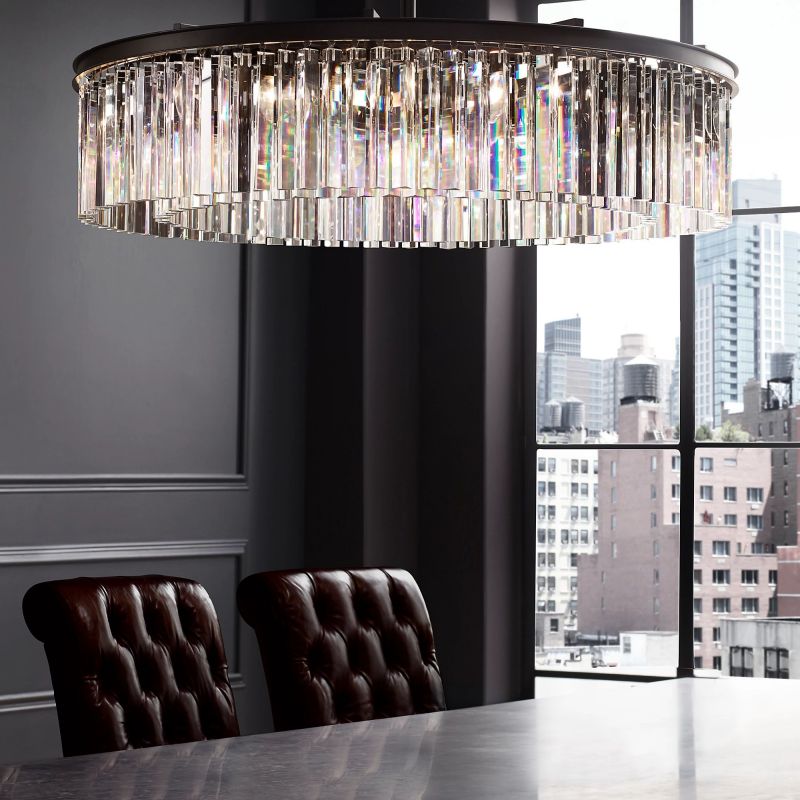 Rhys Crystal Odeom Round Chandelier 43"-MEET LIGHTING