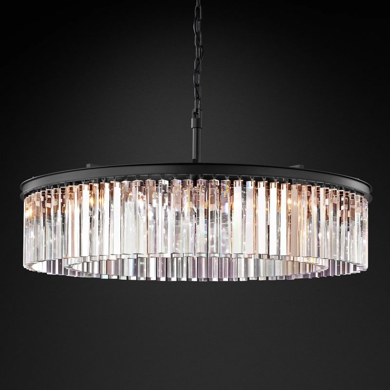 Rhys Crystal Odeon Round Chandelier 43"-Meet Lighting