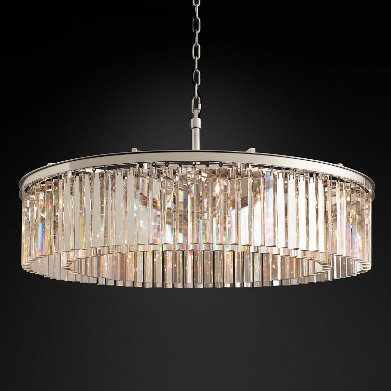 Rhys Crystal Odeom Round Chandelier 43"-MEET LIGHTING