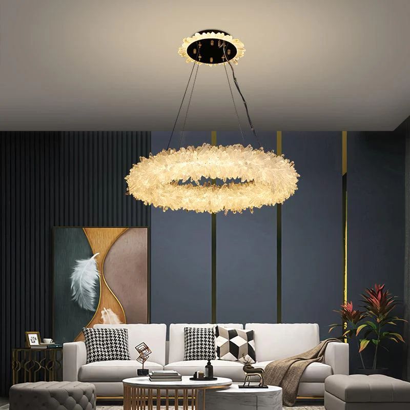 Rose Rock Crystal Modern Chandelier Glamorous Pendant Lighting-MEET LIGHTING