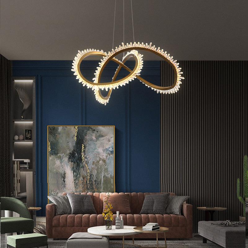 Rose Rock Crystal Ring Chandelier Modern Chandelier Kitchen-MEET LIGHTING