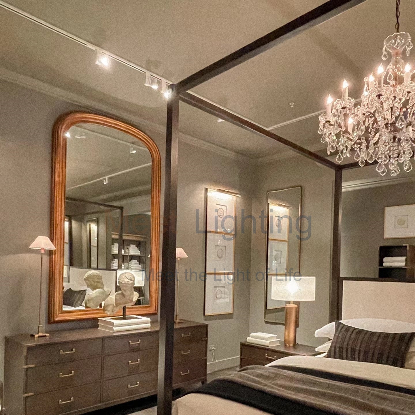 Rococo Iron & Crystal Round Chandelier 33"-MEET LIGHTING