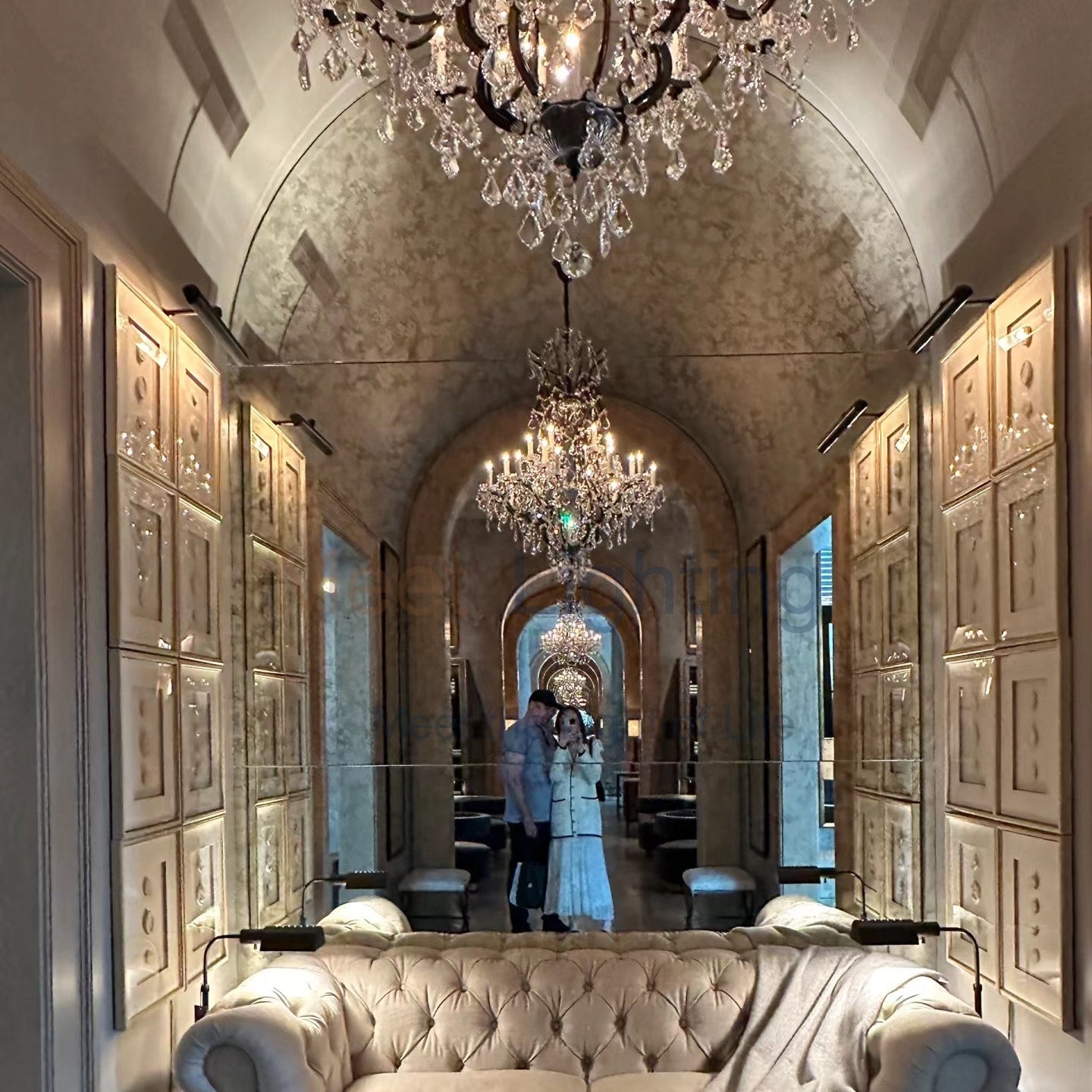 Rococo Iron & Crystal Round Chandelier 33"-MEET LIGHTING