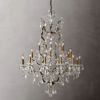 Rococo Iron & Crystal Round Chandelier 40"-Meet Lighting