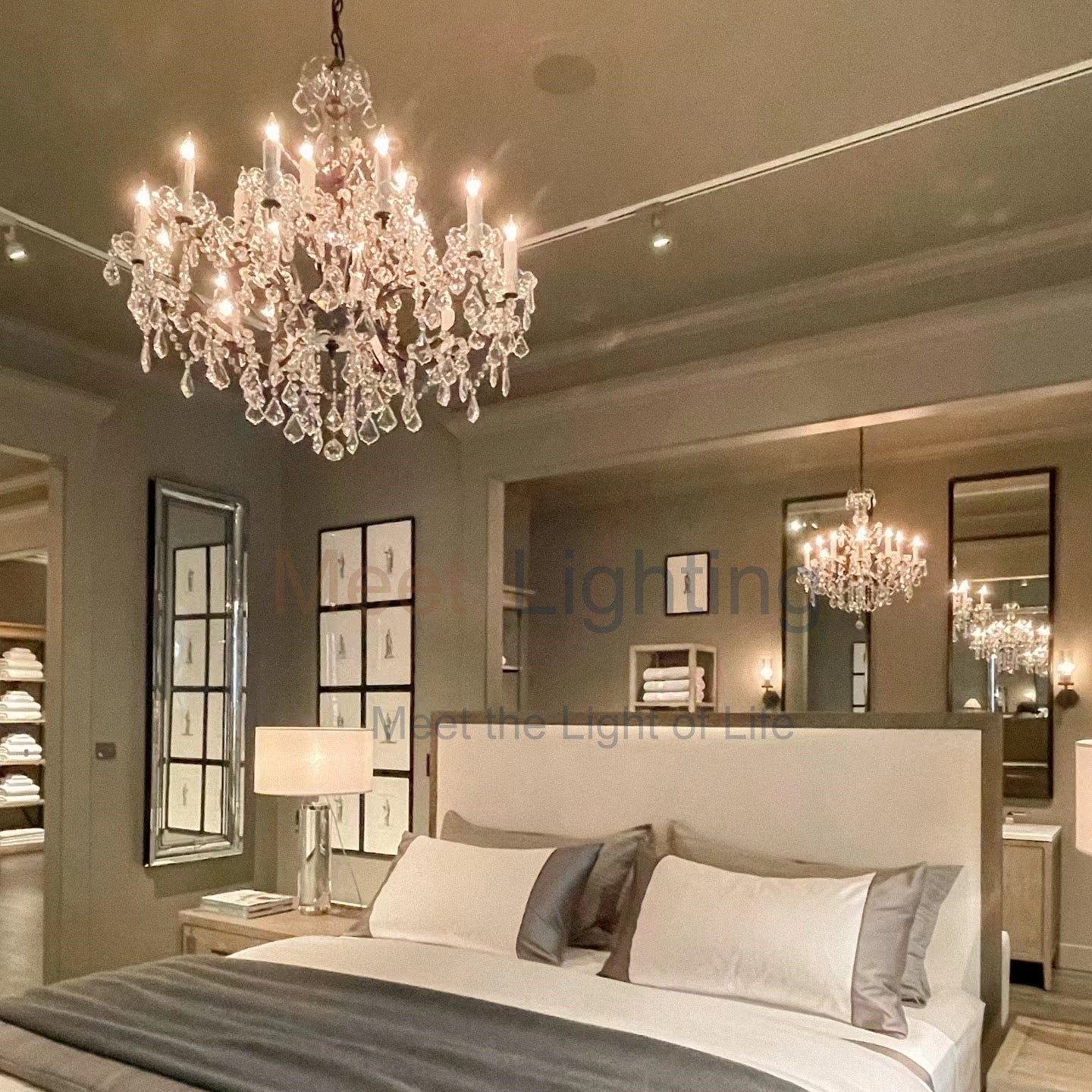 Rococo Iron & Crystal Round Chandelier 40"-MEET LIGHTING