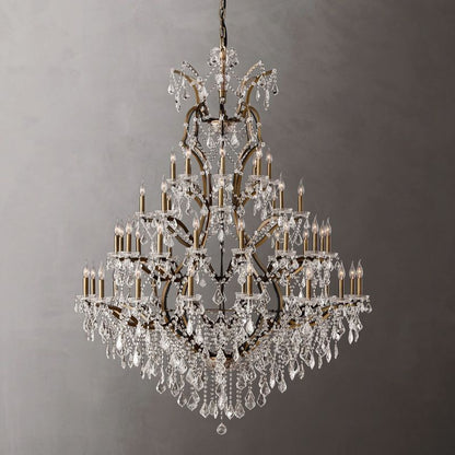 Rococo Iron & Crystal Round Chandelier 60"-Meet Lighting