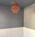 Murano Glass Chandelier - Quadriedri - 47 prisms - Pink