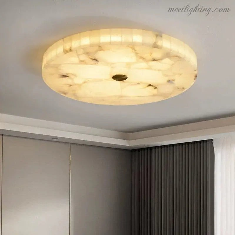 Round Alabaster Flush Mount Ceiling Lamps-Meet Lighting