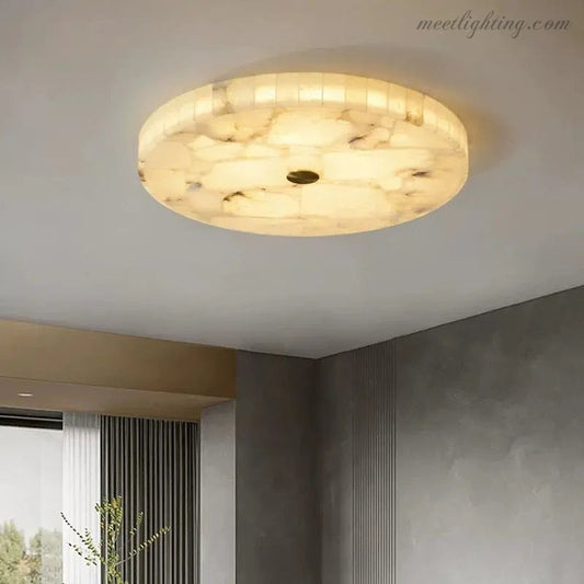 Round Alabaster Flush Mount Ceiling Lamps-Meet Lighting