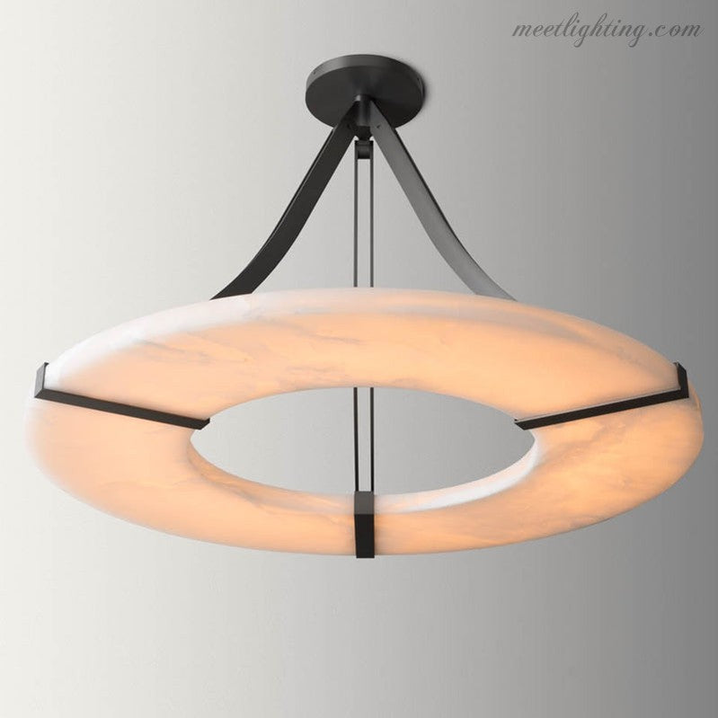 Round Alabaster Plate Chandelier-Meet Lighting