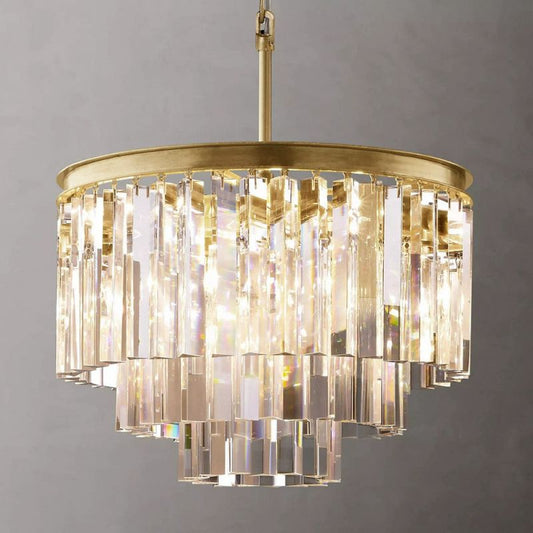 Kelly 3-Layer Crystal Round Chandelier 20" chandeliers for dining room,chandeliers for stairways,chandeliers for foyer,chandeliers for bedrooms,chandeliers for kitchen,chandeliers for living room Rbrights Lacquered Brass  