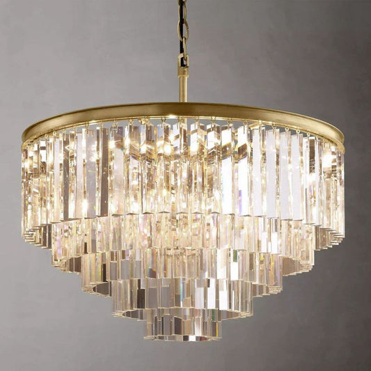 Kelly 5-Layer Crystal Round Chandelier 32" chandeliers for dining room,chandeliers for stairways,chandeliers for foyer,chandeliers for bedrooms,chandeliers for kitchen,chandeliers for living room Rbrights Lacquered Brass  