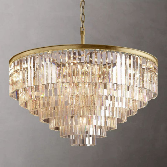 Kelly  7-Layer Crystal Round Chandelier 44" chandeliers for dining room,chandeliers for stairways,chandeliers for foyer,chandeliers for bedrooms,chandeliers for kitchen,chandeliers for living room Rbrights Lacquered Brass  