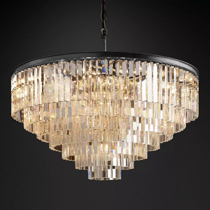 Kelly  7-Layer Crystal Round Chandelier 44" chandeliers for dining room,chandeliers for stairways,chandeliers for foyer,chandeliers for bedrooms,chandeliers for kitchen,chandeliers for living room Rbrights Matte Black  