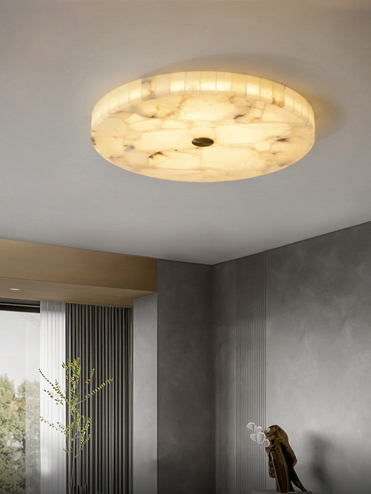 Round Alabaster Ceiling Lamp