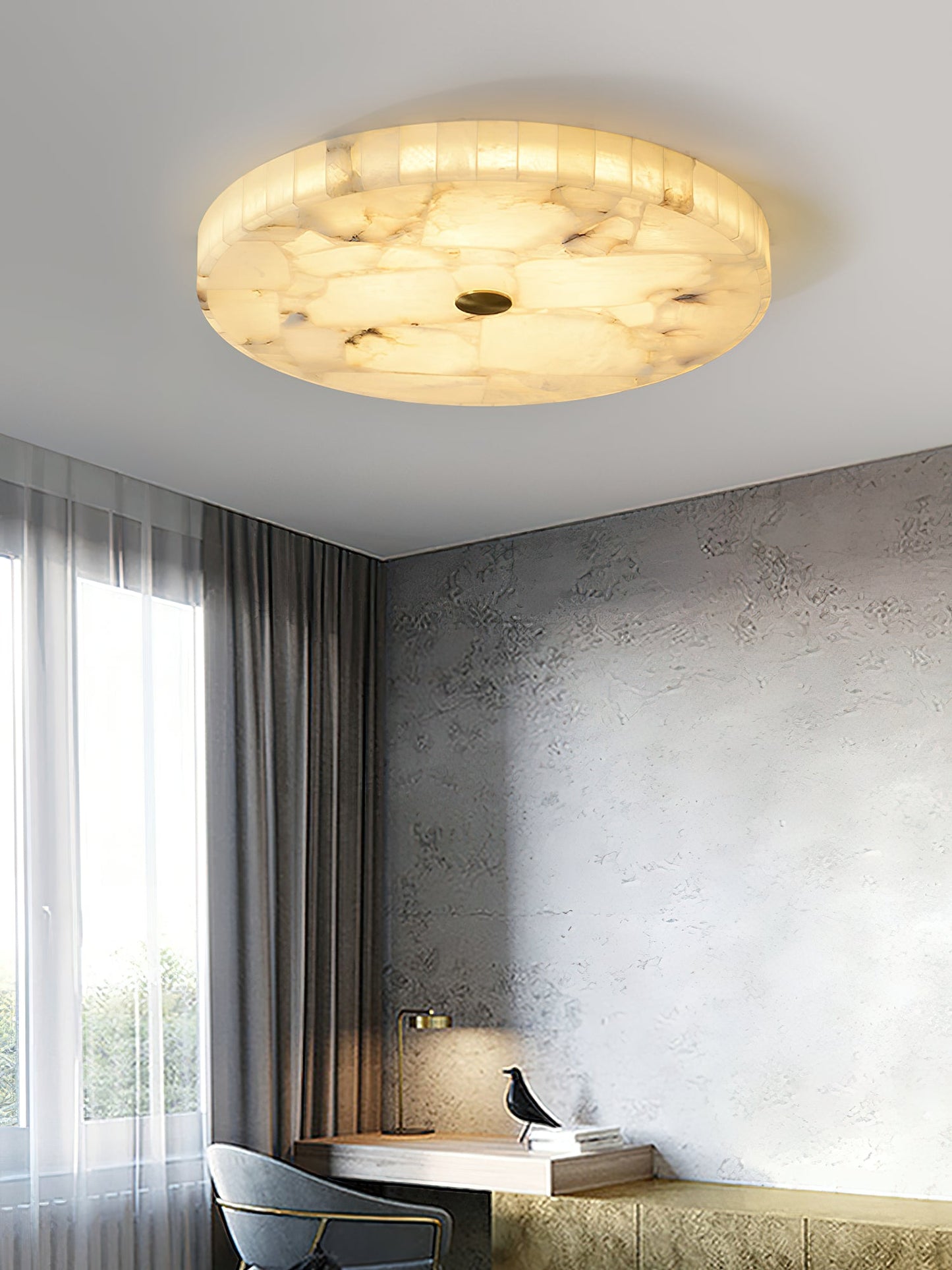 Round Alabaster Ceiling Lamp