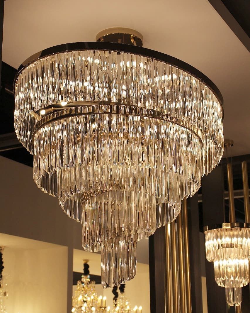 Roundel Odeon Fringe Crystal Chandelier-Meet Lighting