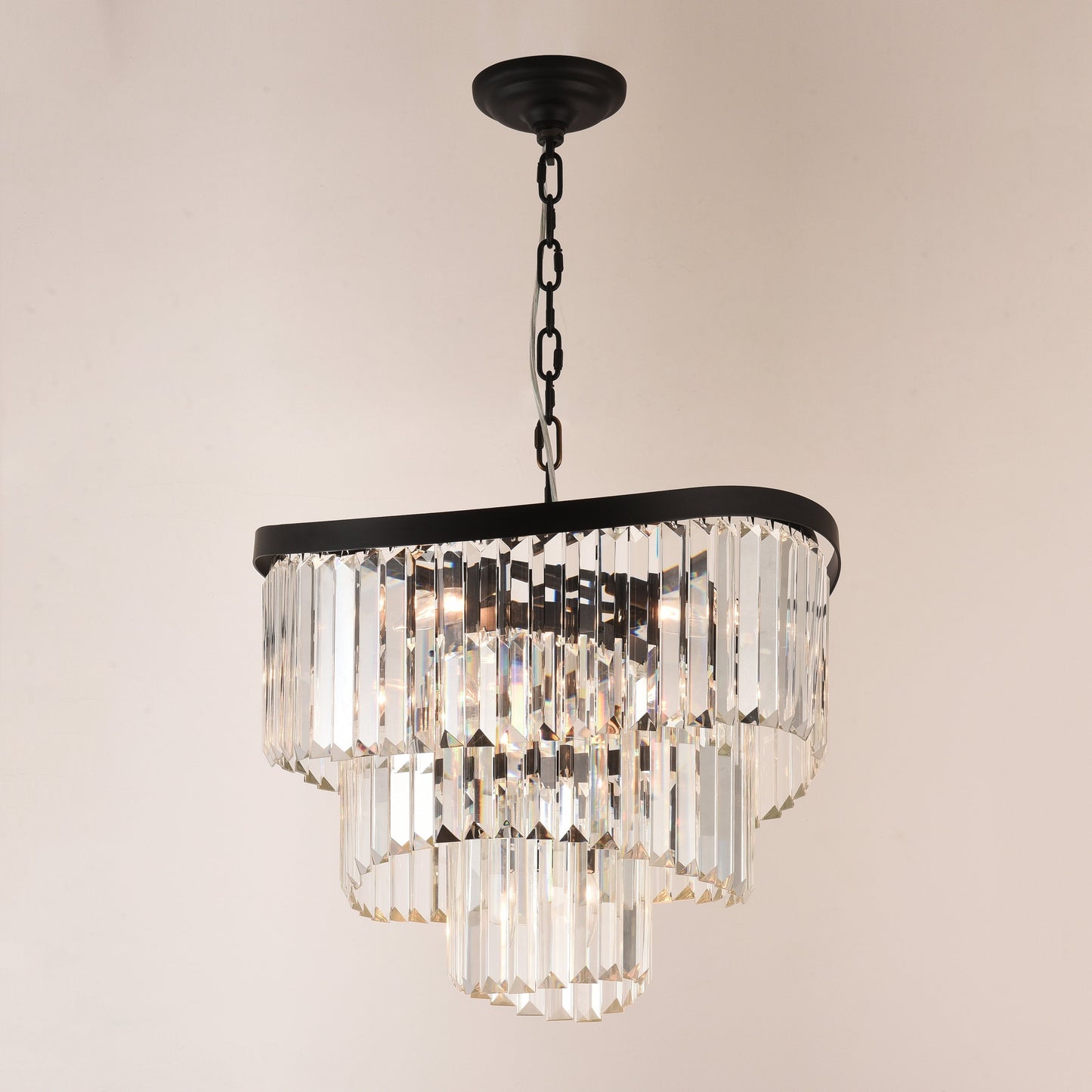 Roundel Odeon Fringe Crystal Chandelier-Meet Lighting